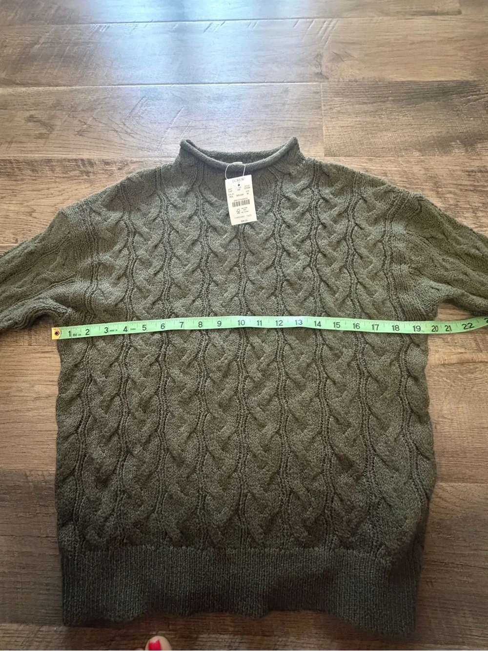 J.Crew Factory NWT Olive Fisherman Sweater Medium Cotton Blend Crewneck